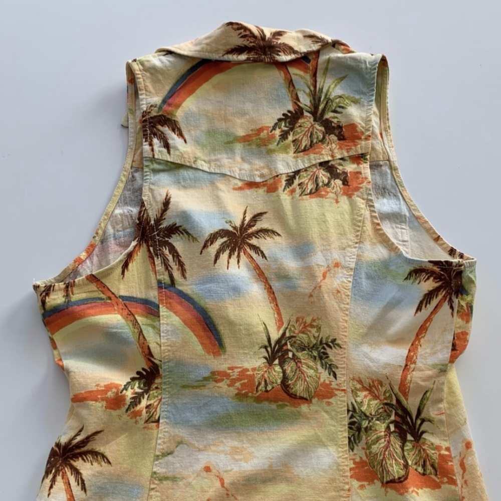 Palm Tree Rainbow Print Linen Micro Mini Dress - Urban Outfitters Freya - Picture 5 of 9